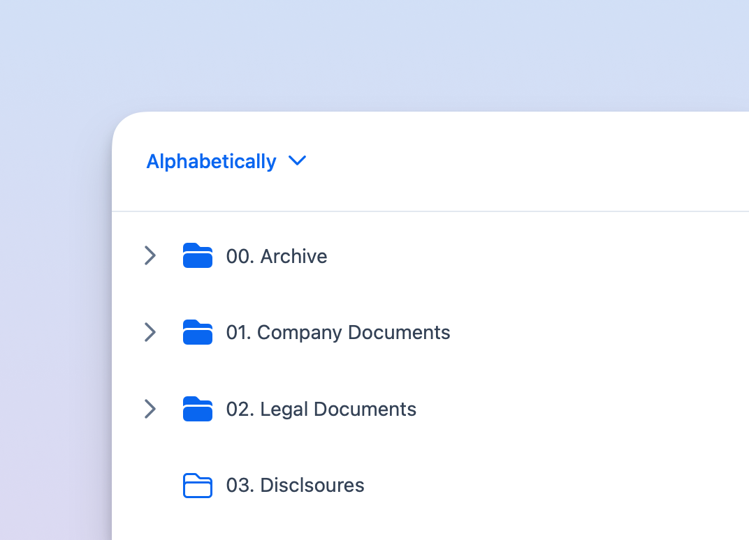The data room folder structure