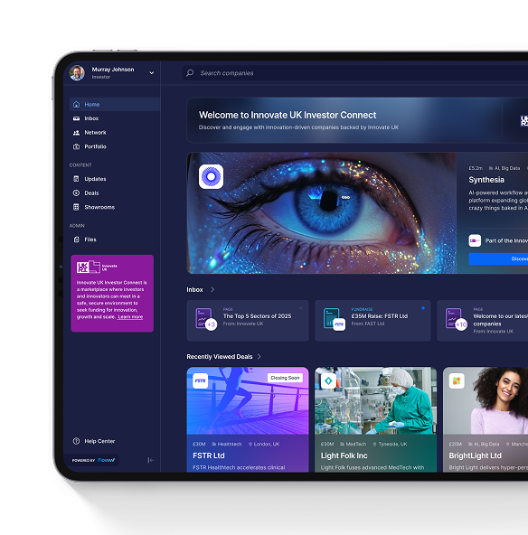 The Innovate UK Investor Connect showroom in FlowwOS