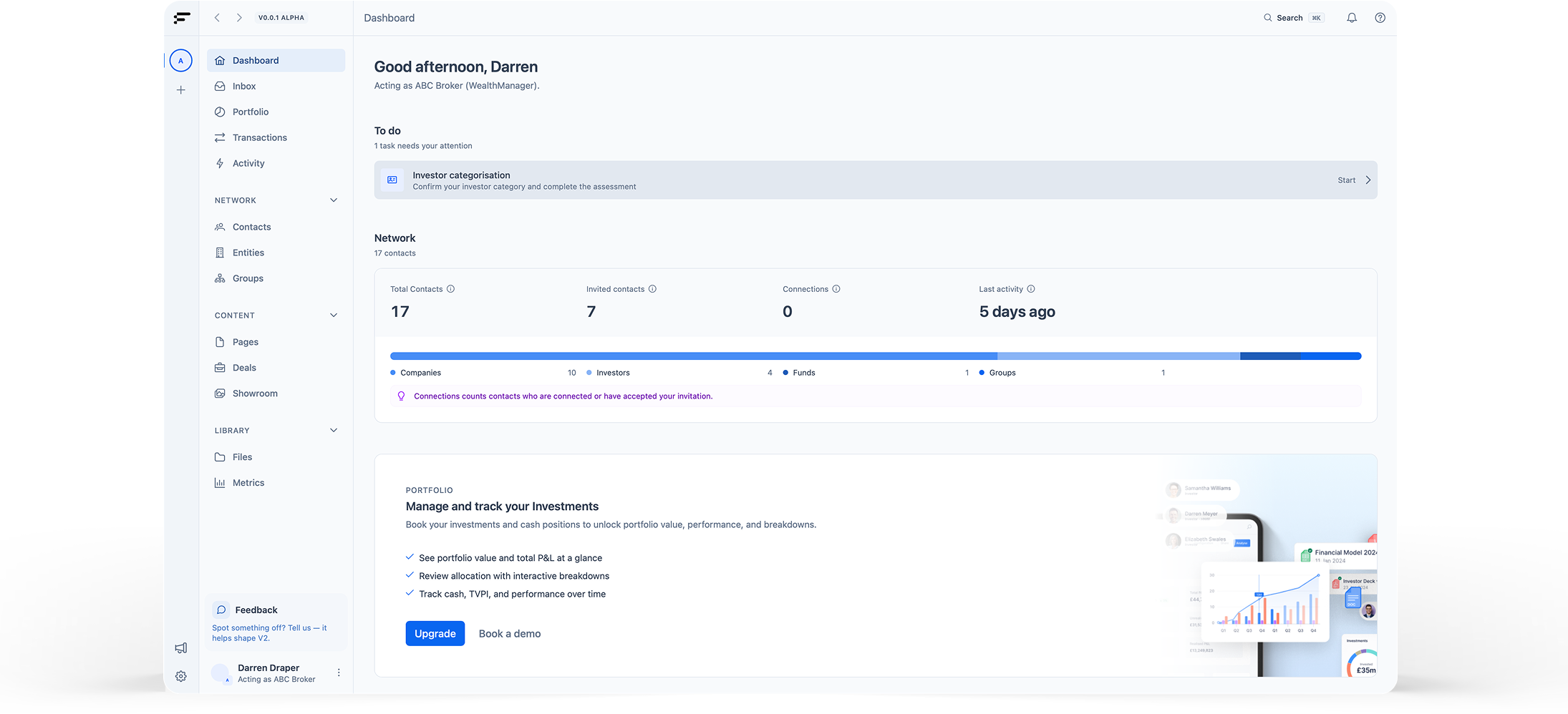 The network dashboard in FlowwOS